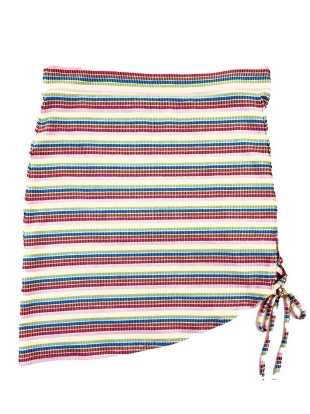 Pride Rainbow Striped Ribbed Jersey Skirt with Asymmetrical Side Slit